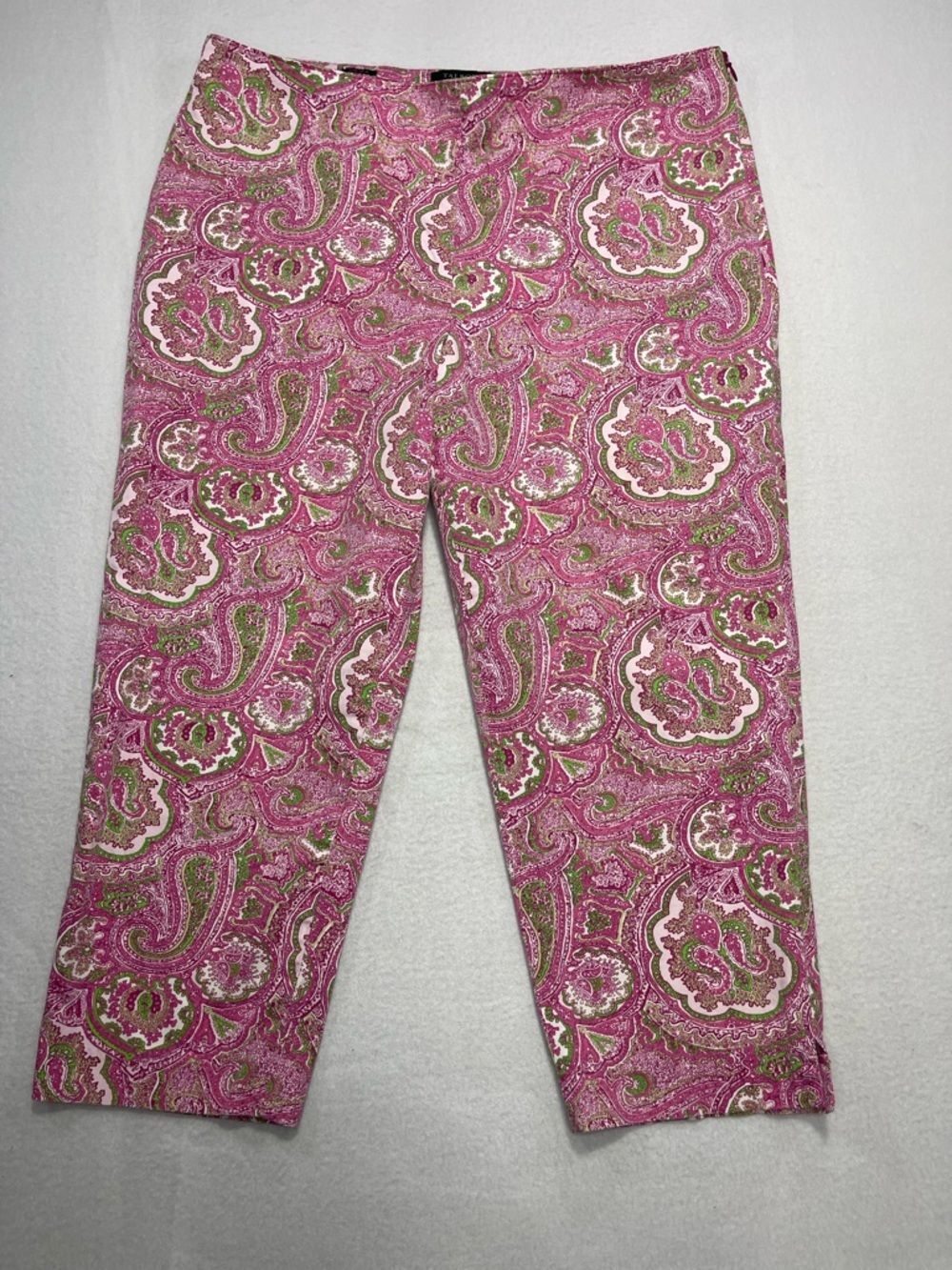 Talbots NWOT Pink Paisley Capri Pants Size 16 Classic Side Zip